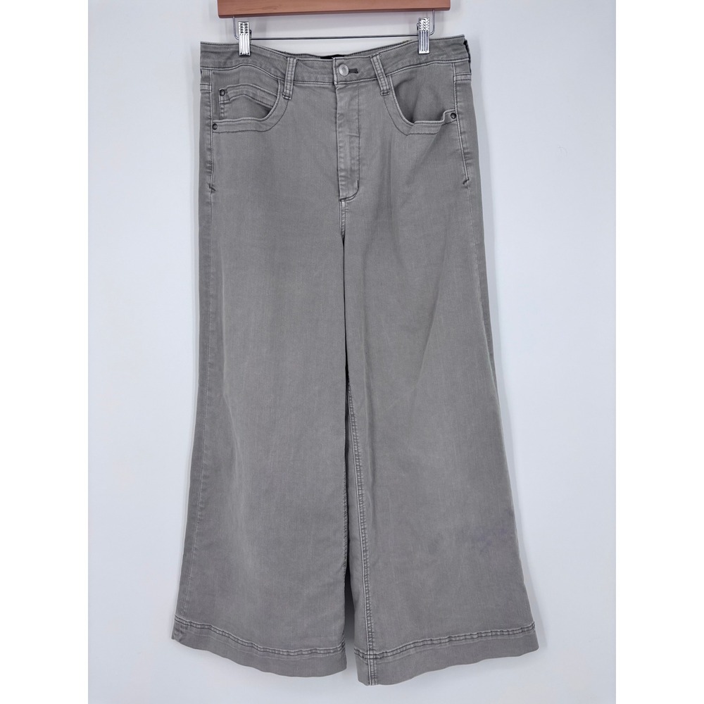 Maeve Anthropologie High Rise Wide Leg Cropped Jeans Women Size 32 Grey Denim